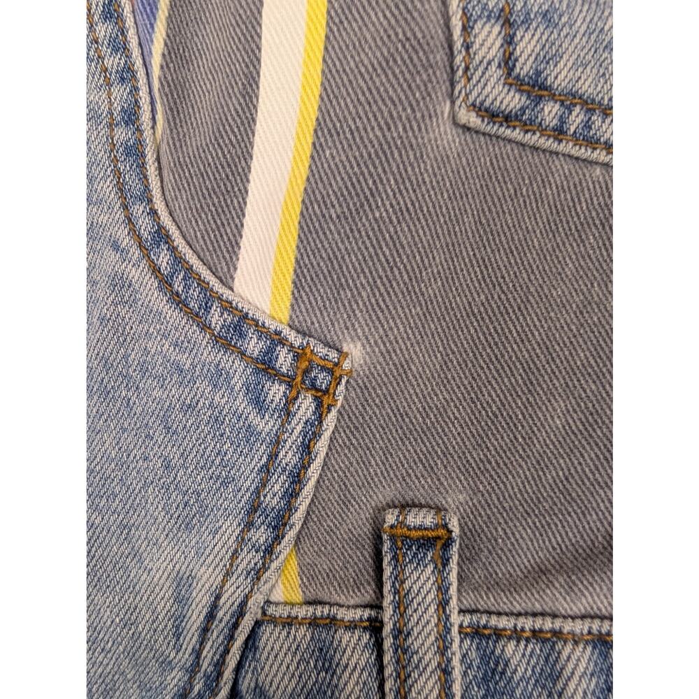 BDG Skirt Striped Patchwork Denim Asymmetrical Floral Boho Festival Blue Size M - Picture 10 of 14